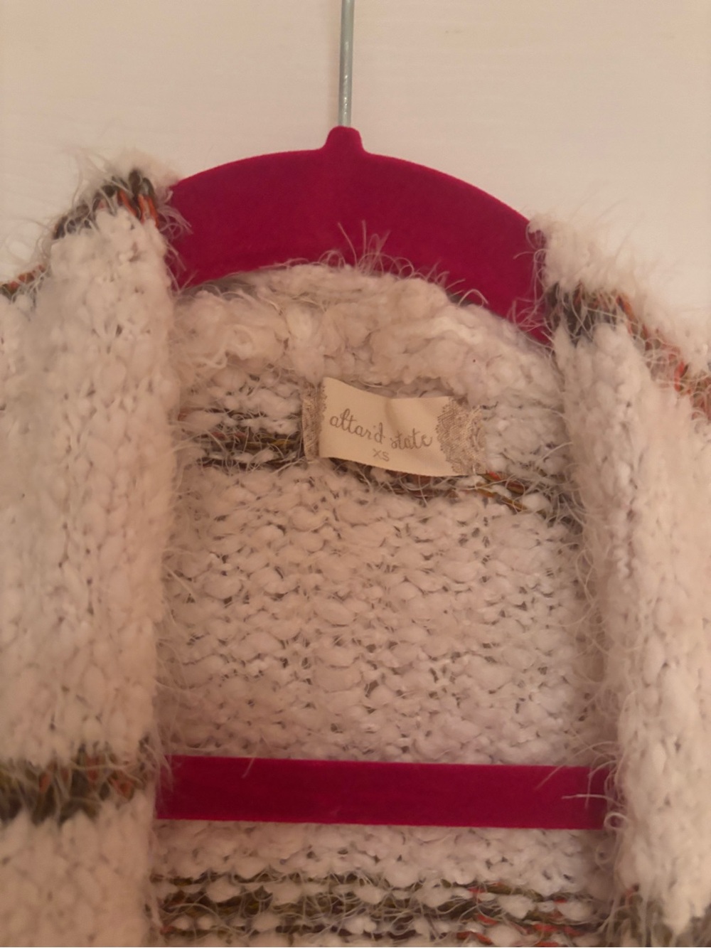 Altar'd State Cream Cardigan with Brown Stripe Detail - Picture 3 of 4